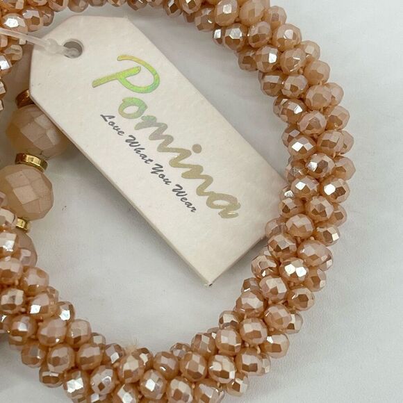 Pomina Women’s Neutral Bohemia Beaded Stretch Stackable Bracelet Set, Set of 3 - Picture 5 of 10